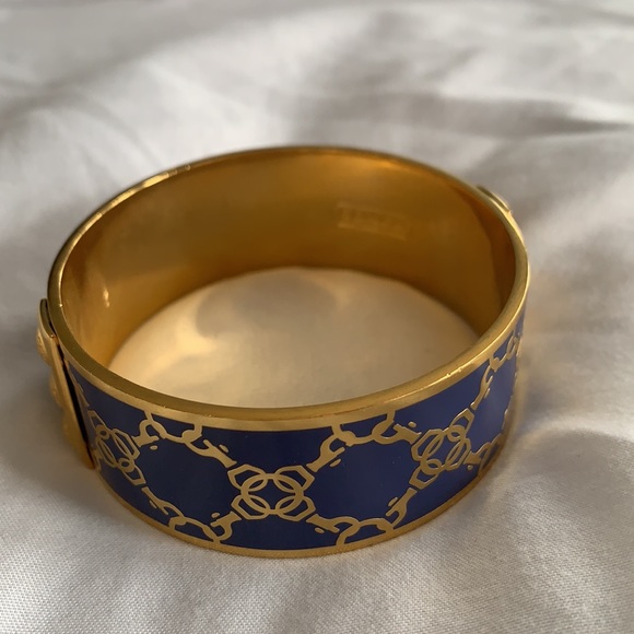 Coach navy enamel and gold bangle bracelet - Picture 2 of 6